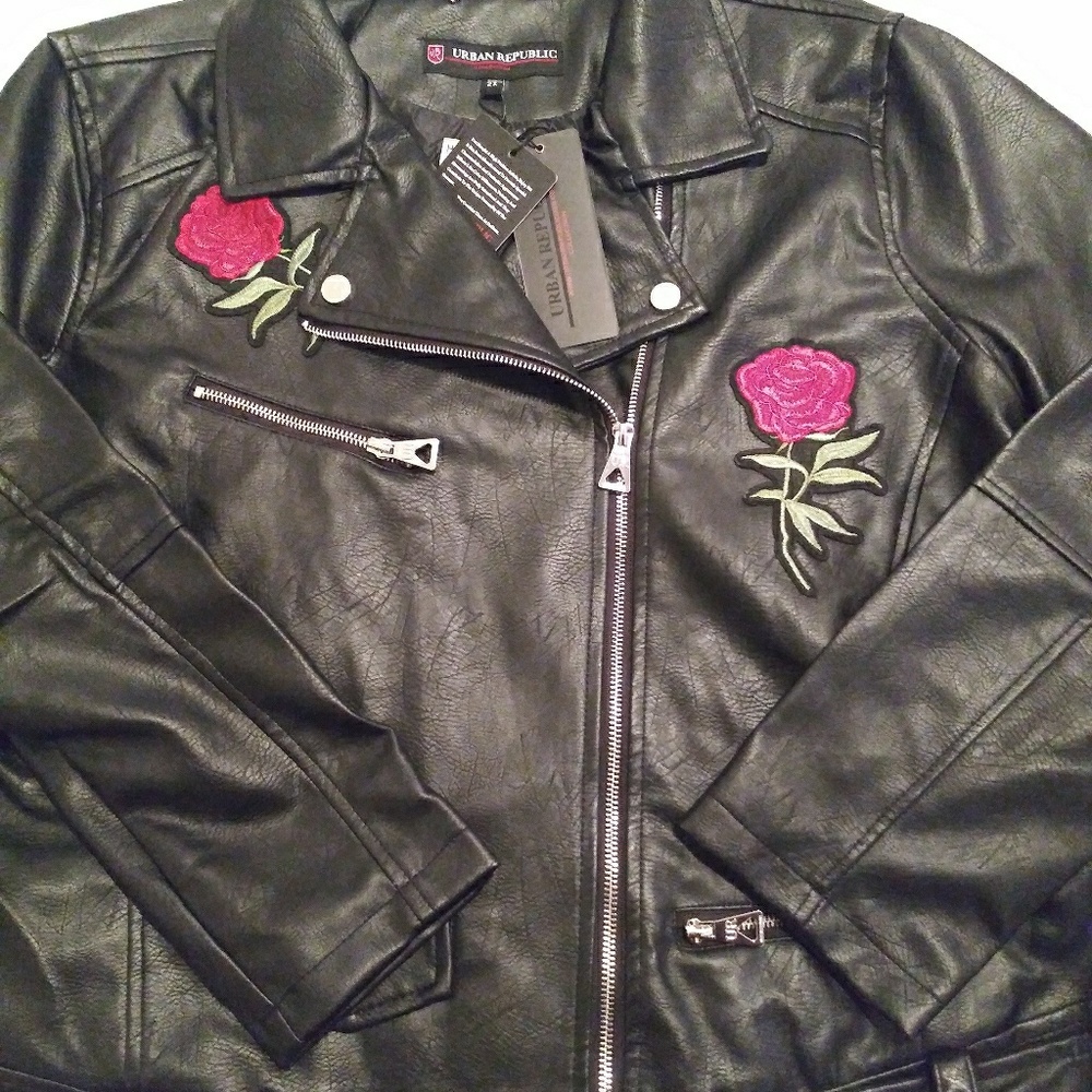 Faux leather moto jacket